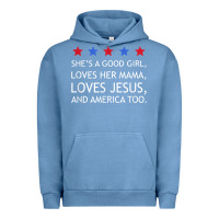 Pigment Pebble Blue she's a good girl, she's loves her mama, loves jesus t shirt Urban Hoodie - FloraArt
