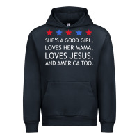 Navy she's a good girl, she's loves her mama, loves jesus t shirt Urban Hoodie - FloraArt