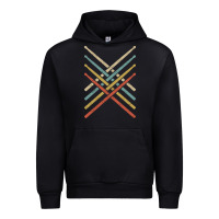 Black retro vintage drummer tshirt 70s 80s distressed drum sticks long sleev Urban Hoodie - FloraArt