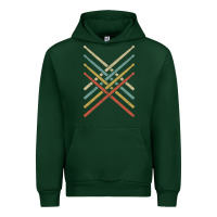 Forest Green retro vintage drummer tshirt 70s 80s distressed drum sticks long sleev Urban Hoodie - FloraArt