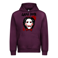 Mauve Wine Billy Puppet Saw Jigsaw Inspired Urban Hoodie - FloraArt