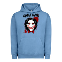 Pigment Pebble Blue Billy Puppet Saw Jigsaw Inspired Urban Hoodie - FloraArt