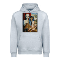 Heather Grey alien chimp baby religion conspiracy poster Urban Hoodie - FloraArt