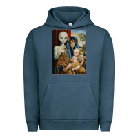 Pigment Midnight Navy alien chimp baby religion conspiracy poster Urban Hoodie - FloraArt