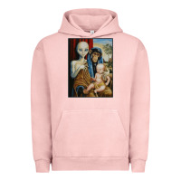 Pigment Salmon alien chimp baby religion conspiracy poster Urban Hoodie - FloraArt