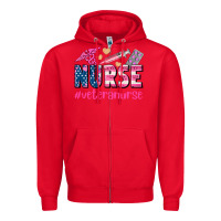 Red veteran nurse Zipper Hoodie - AdoDesignShop