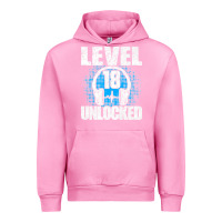 Fuchsia Pink Level 18 Unlocked Birthday 18 Years Gamer Premium T Shirt Urban Hoodie - FloraArt