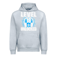 Heather Grey Level 18 Unlocked Birthday 18 Years Gamer Premium T Shirt Urban Hoodie - FloraArt