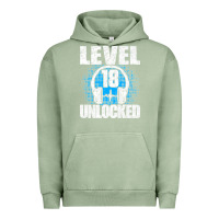 Pigment Oil Green Level 18 Unlocked Birthday 18 Years Gamer Premium T Shirt Urban Hoodie - FloraArt