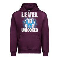 Mauve Wine Level 18 Unlocked Birthday 18 Years Gamer Premium T Shirt Urban Hoodie - FloraArt