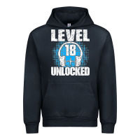 Navy Level 18 Unlocked Birthday 18 Years Gamer Premium T Shirt Urban Hoodie - FloraArt