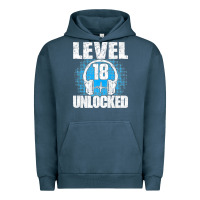 Pigment Midnight Navy Level 18 Unlocked Birthday 18 Years Gamer Premium T Shirt Urban Hoodie - FloraArt