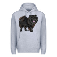 Heather Grey black chow chow Premium Hoodie - RanaPortraitStore
