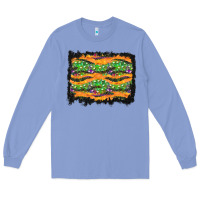 Colony Blue Halloween Skull Background Long Sleeve Tee - BundleAndBundleShop