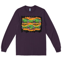 Plum Halloween Skull Background Long Sleeve Tee - BundleAndBundleShop