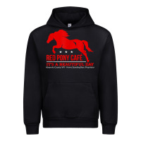 Black Red Pony Cafe, Funny cute horse lover Urban Hoodie - ArtMosaic