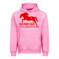 Fuchsia Pink Red Pony Cafe, Funny cute horse lover Urban Hoodie - ArtMosaic
