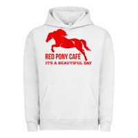 Pigment Lunar Rock Red Pony Cafe, Funny cute horse lover Urban Hoodie - ArtMosaic