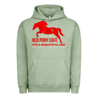 Pigment Oil Green Red Pony Cafe, Funny cute horse lover Urban Hoodie - ArtMosaic