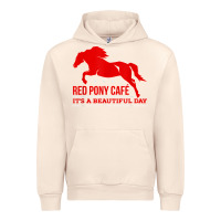 Sandshell Red Pony Cafe, Funny cute horse lover Urban Hoodie - ArtMosaic