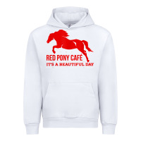 White Red Pony Cafe, Funny cute horse lover Urban Hoodie - ArtMosaic
