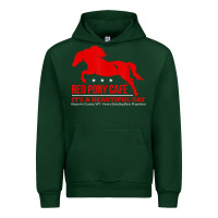 Forest Green Red Pony Cafe, Funny cute horse lover Urban Hoodie - ArtMosaic