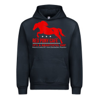 Navy Red Pony Cafe, Funny cute horse lover Urban Hoodie - ArtMosaic