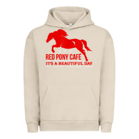 Pigment French Oak Red Pony Cafe, Funny cute horse lover Urban Hoodie - ArtMosaic