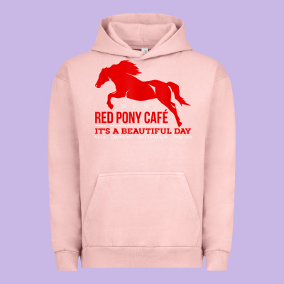 Red Pony Cafe, Funny Cute Horse Lover Urban Hoodie Designed By Artmosaic