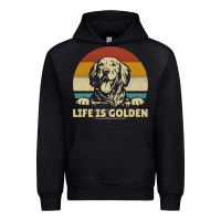 Black Golden Retriever Dog Life is golden retro vintage Urban Hoodie - ArtMosaic