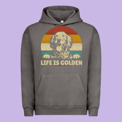 Golden Retriever Dog Life Is Golden Retro Vintage Urban Hoodie Designed By Artmosaic