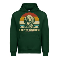 Forest Green Golden Retriever Dog Life is golden retro vintage Urban Hoodie - ArtMosaic