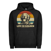 Pigment Black Golden Retriever Dog Life is golden retro vintage Urban Hoodie - ArtMosaic