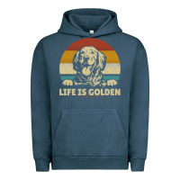 Pigment Midnight Navy Golden Retriever Dog Life is golden retro vintage Urban Hoodie - ArtMosaic
