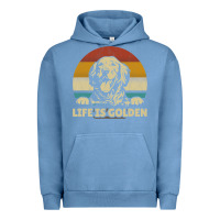 Pigment Pebble Blue Golden Retriever Dog Life is golden retro vintage Urban Hoodie - ArtMosaic