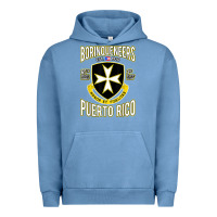 Pigment Pebble Blue Borinqueneers Puerto Rico Flag Honor Et Fidelitas Urban Hoodie - ArtMosaic
