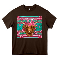 Chocolate Brown easter longhaired cow Heavy Core Tee - Jasminsmagicworld