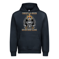 Navy jesus christian biker never ride alone Urban Hoodie - ArtMosaic