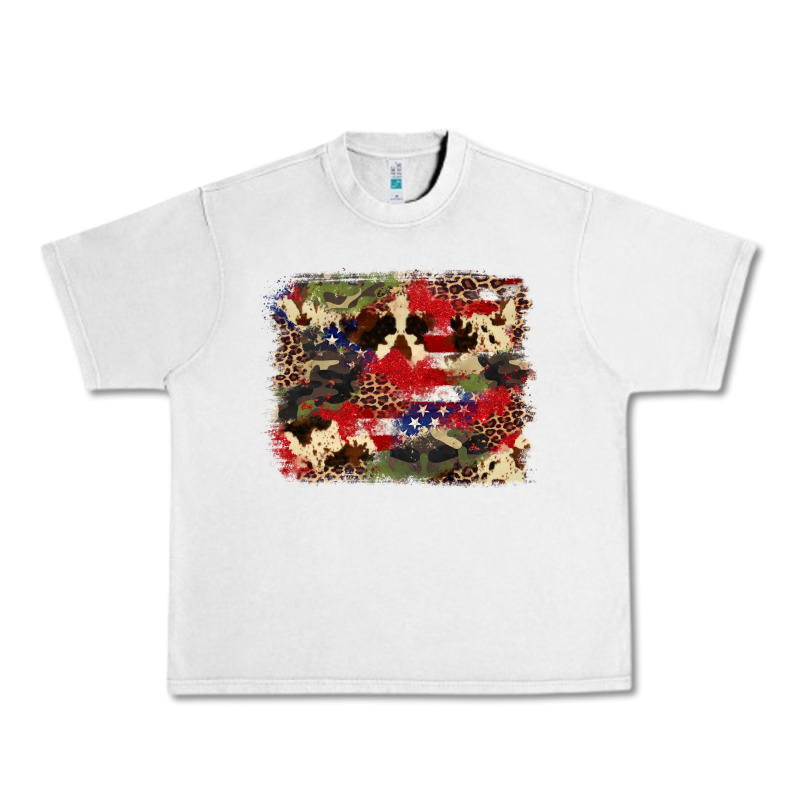 4th Of July American Flagcowhide  Leopard Backgrou Urban Heavy Tee by FaDigitalArtStudio | Teevron