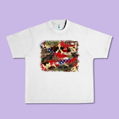 4th Of July American Flagcowhide  Leopard Backgrou Urban Heavy Tee Designed By Fadigitalartstudio