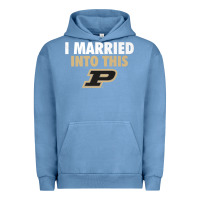 Pigment Pebble Blue Purdue Boilermakers Married Into This - Apparel Urban Hoodie - ArtMosaic