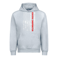 Heather Grey Union Carpenter With A Vintage American Flag For Fans Urban Hoodie - ArtMosaic