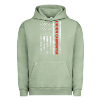 Pigment Oil Green Union Carpenter With A Vintage American Flag For Fans Urban Hoodie - ArtMosaic
