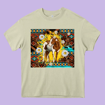 Aztec Tribal Horse Heavy Core Tee Designed By Tumblerdesignbyshophia