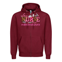 Burgundy nurse with valentines day element Zipper Hoodie - AdoDesignShop