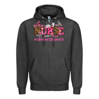 Charcoal Heather nurse with valentines day element Zipper Hoodie - AdoDesignShop