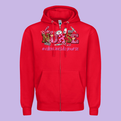 Nurse With Valentines Day Element Zipper Hoodie Designed By Adodesignshop