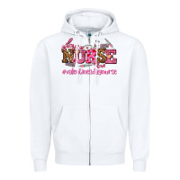 White nurse with valentines day element Zipper Hoodie - AdoDesignShop