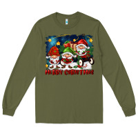 Army Green merry christmas gnomies wagon Long Sleeve Tee - FaDigitalArtStudio