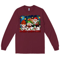 Burgundy merry christmas gnomies wagon Long Sleeve Tee - FaDigitalArtStudio